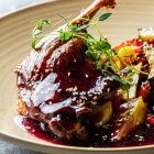 Duck Leg Confit in Red Wine - Pomegranate Sauce