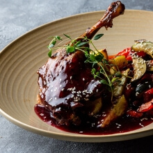 Duck Leg Confit in Red Wine - Pomegranate Sauce - 2
